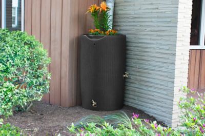Image showing  50 gal. Impressions Bali Rain Saver Barrel with Planter Top, Dark Brown