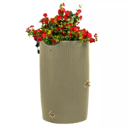 Good Ideas 50 gal Impressions Bali Rain Saver Barrel with Flower Pot Desert Sand Rain Barrels