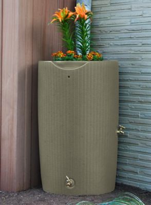 Image showing  50 gal. Impressions Bali Rain Saver Barrel with Planter Top, Desert Sand