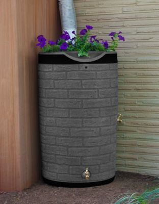 Image showing  50 gal. Impressions Downton Rain Saver Barrel, Dark Granite, Darkened Ribs
