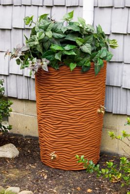 Image showing  50 gal. Impressions Palm Rain Saver Barrel, Terra Cotta