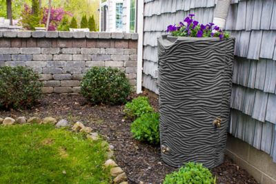 Image showing  65 gal. Impressions Palm Rain Saver Barrel, Dark Granite