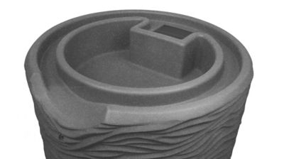 Image showing 6 th Good Ideas 65 gal. Impressions Palm Rain Saver Barrel, Dark Granite