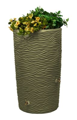 Good Ideas 65 gal. Impressions Palm Rain Saver Barrel, Khaki