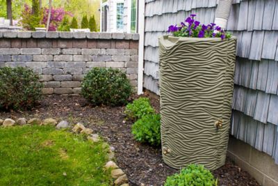 Image showing  65 gal. Impressions Palm Rain Saver Barrel, Khaki