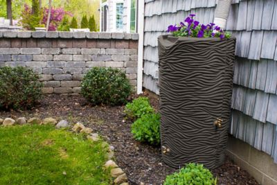 Image showing  65 gal. Impressions Palm Rain Saver Barrel, Oak