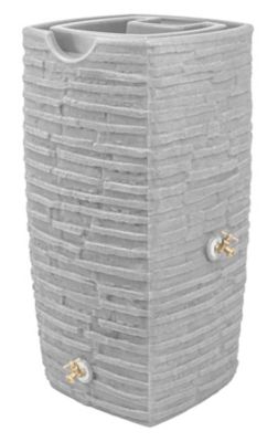 Good Ideas 50 gal. Impressions Riverwalk Rain Saver Barrel, Light Granite