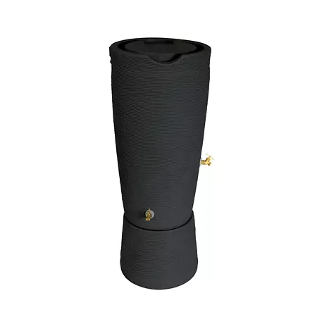 Good Ideas 50 gal Impressions Stone Rain Saver Barrel Black Stand Included Rain Barrels