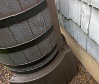Image showing  Rain Wizard Universal Rain Barrel Stand for Good Ideas Rain Barrels, Oak