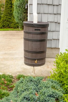 Image showing  50 gal. Rain Wizard American Oak Rain Barrel, Oak, Darkened Ribs
