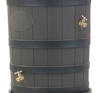 Image showing 5 th Good Ideas 50 gal. Rain Wizard American Oak Rain Barrel, Oak, Darkened Ribs