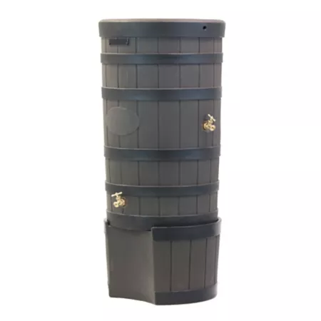 Good Ideas 50 gal American Oak Rain Barrel Oak Dark Ribs Stand Included Rain Barrels