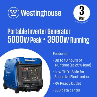 Image showing  5,000/3,900-Watt Gasoline Powered Portable Inverter Generator, RV Outlet, Remote Start
