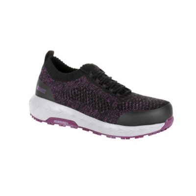 Rocky Women's Work-Knit LX Athletic Work Shoes, Alloy Toe, Black/Purple