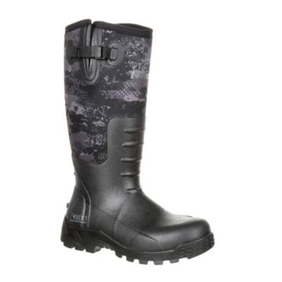 Rocky Men's Sport Pro Camo Waterproof Rubber Outdoor Hunting Boots, Black, 1-Pair