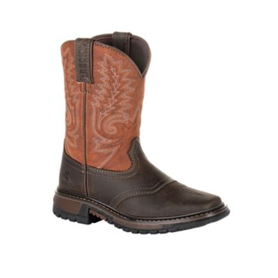 Rocky Unisex Children's FLX Ride Western Boots, Dark Chocolate/Burnt Orange