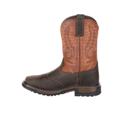 Image showing  Boys' FLX Ride Western Boots, Dark Chocolate/Burnt Orange
