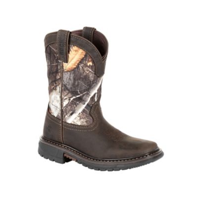 Rocky Unisex Kids Flex Ride Waterproof Western Boots, Brown Realtree Camo