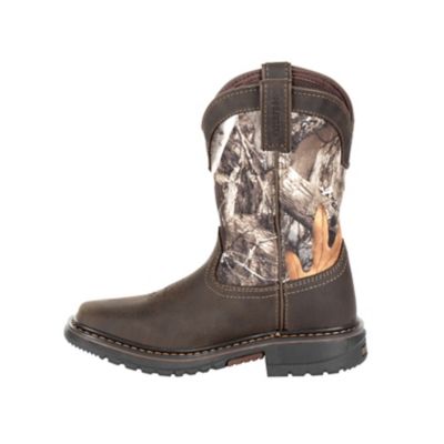Image showing  Boys' FLX Ride Waterproof Western Boots, Brown Realtree Camo