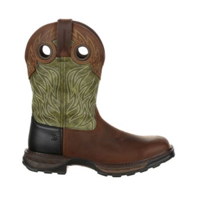 Image showing 6 th Durango Men's Maverick XP Waterproof Western Work Boots, Oiled Brown and Forest Green