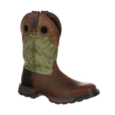 Image showing  Men's Maverick XP Waterproof Western Work Boots, Oiled Brown and Forest Green