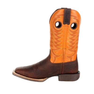 Image showing 6 th Durango Men's Rebel Pro Orange Western Boots, Bay Brown/Monarch Orange