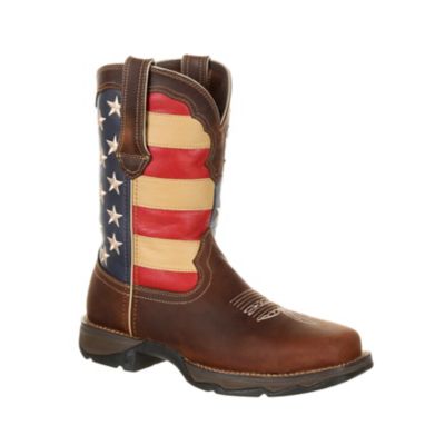 Durango Women's Lady Rebel Union Flag Steel Toe Work Boots, Brown