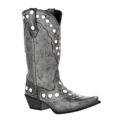 Durango Women's Crush Pewter Floral Western Boots, Pewter, DRD0361