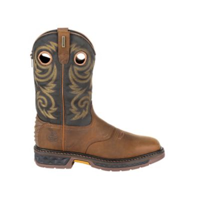 Image showing 5 th Georgia Boot Men's Stitched Toe Carbo-Tec LT Waterproof Pull-On Work Boots, Black/Brown