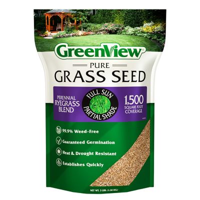 GreenView Pure Grass Seed Perennial Ryegrass Blend, 3 lb. Bag - Covers up to 1,500 sq. ft.