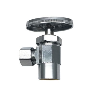 THEWORKS 1/2 in. SWT Inlet x 3/8 in. OD Compression Outlet Brass Multi-Turn Angle Stop Valve