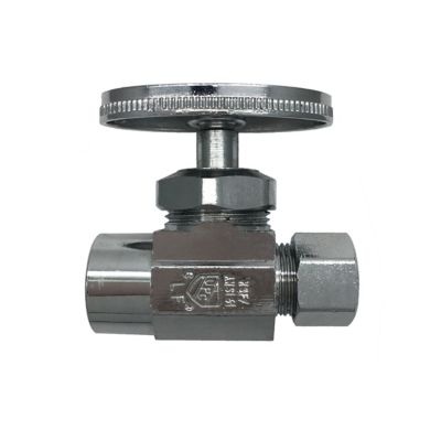 THEWORKS 1/2 in. SWT Inlet x 3/8 in. OD Compression Outlet Brass Multi-Turn Straight Stop Valve
