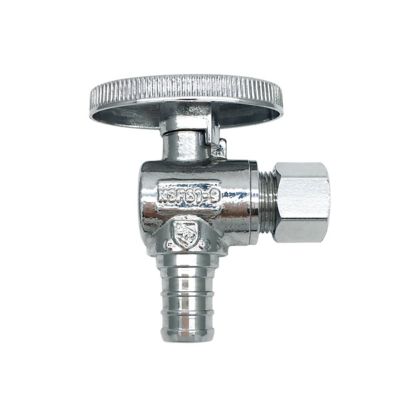 THEWORKS 1/2 in. PEX Inlet x 3/8 in. OD Compression Outlet Brass Quarter-Turn Angle Stop Valve