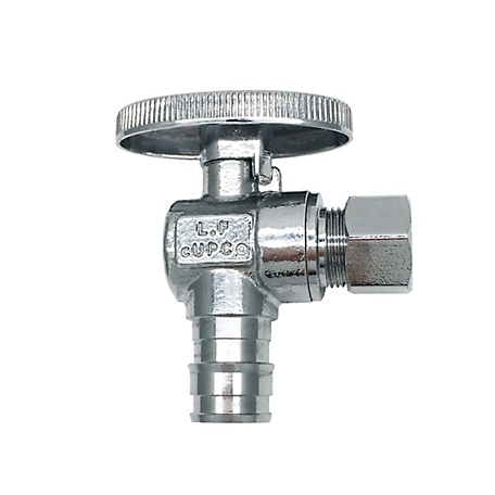 THEWORKS 1/2 in. PEX Inlet (F1960) x 3/8 in. OD Compression Outlet Brass Quarter-Turn Angle Stop Valve