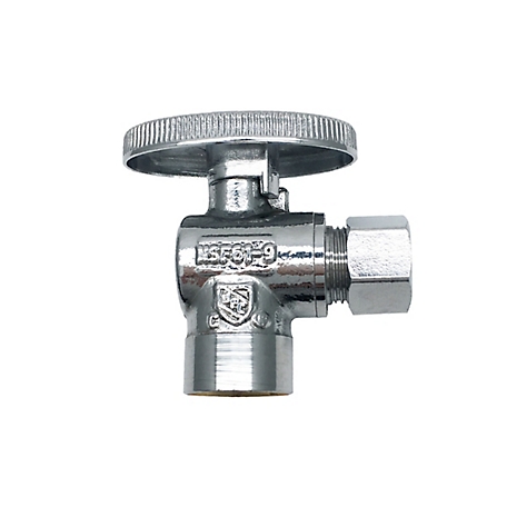 THEWORKS 1/2 in. SWT Inlet x 3/8 in. OD Compression Outlet Brass Quarter-Turn Angle Stop Valve