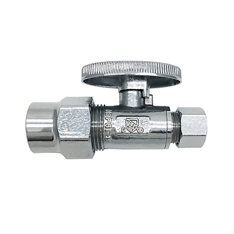 THEWORKS 1/2 in. CPVC Inlet x 3/8 in. OD Compression Outlet Brass Quarter-Turn Straight Stop Valve