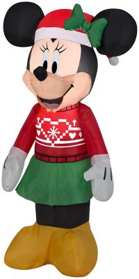 Gemmy Airblown Minnie in Ugly Sweater Inflatable Christmas Decor