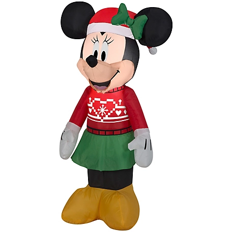 Gemmy Airblown Minnie in Ugly Sweater Inflatable Christmas Decor