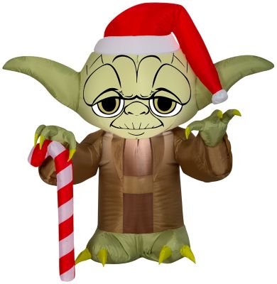 Gemmy Airblown Stylized Yoda with Santa Hat Inflatable Decor