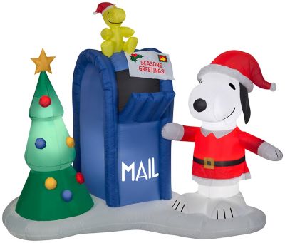 Gemmy Airblown Snoopy and Woodstock with Mailbox Christmas