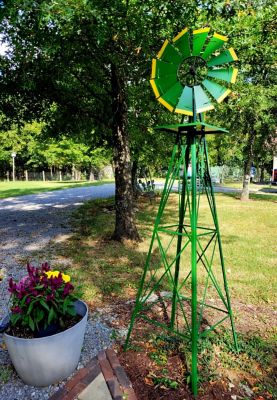 Image showing  4.5 ft. Windmill, Green with Yellow Accent