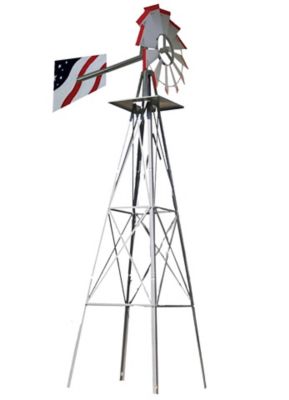 SMV Industries 8 ft. Silver with American Flag Accent Windmill