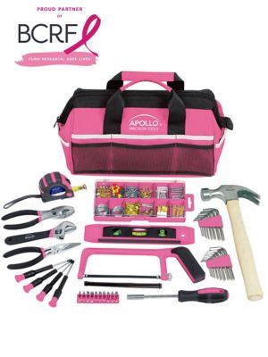 Image showing 7 th Apollo Tools 201 pc. Household Tool Kit in Bag, Pink