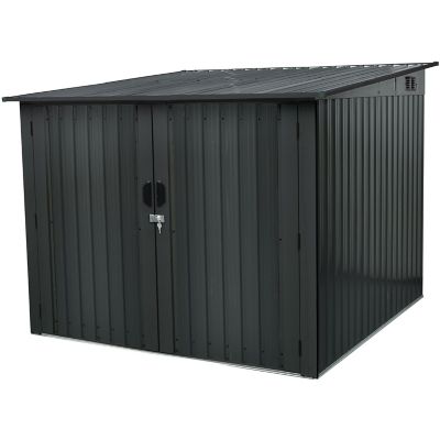 Hanover Galvanized Steel Bicycle Storage Shed with Twist Lock and Key for up to 4 Bikes, Dark Gray