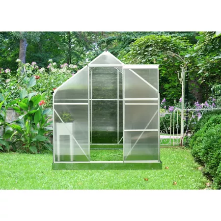 Hanover 75 in W x 75 in L Walk-In Polycarbonate Greenhouse Shed Hobby Greenhouses