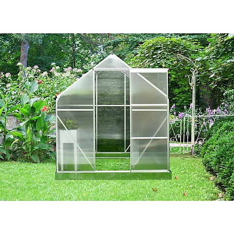 Hanover 75 in. x 75 in. Polycarbonate Walk-In Greenhouse Shed