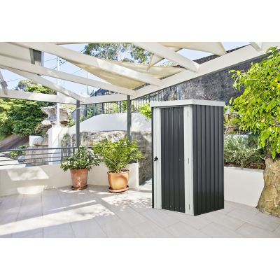 Image showing  Galvanized Steel Patio Storage Shed, Dark Gray/White