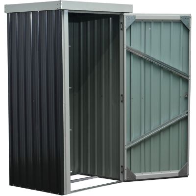 Image showing  Galvanized Steel Patio Storage Shed, Dark Gray/White
