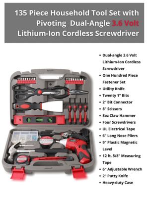 Image showing  Household Tool Kit with 3.6V Screwdriver, 135 pc., DT0773