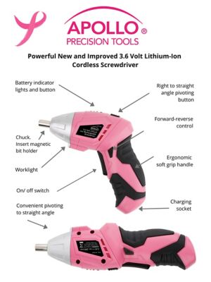 Image showing 6 th Apollo Tools 135 pc. Household Tool Kit, Pink